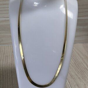 Beautiful, Solid, Sterling Silver Gold Plated Herringbone Chain Necklace,